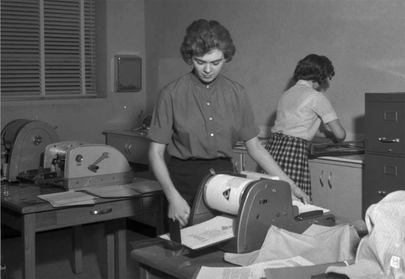 Copying using Ditto machine, March 25, 1963