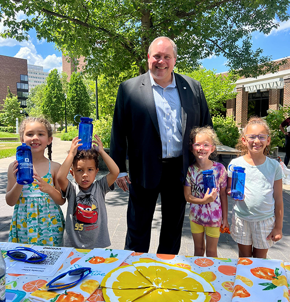 Dean Terry Daugherty and with Lemonade Day participants