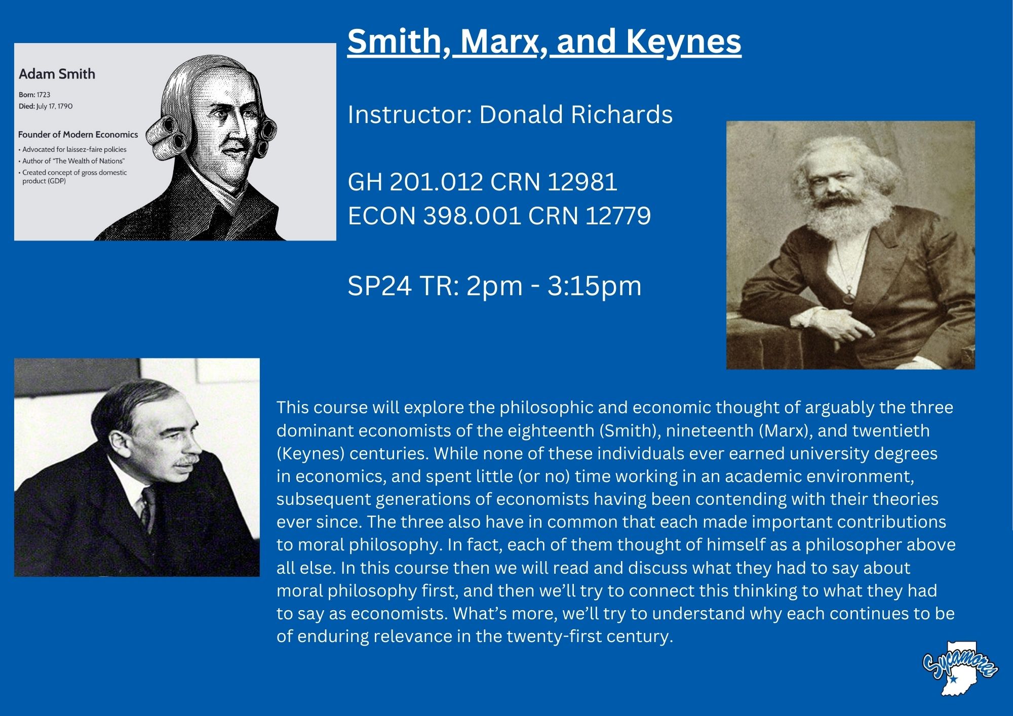 Smith, Marx, and Keynes flier