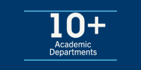 Button image that says 10 plus academic departments